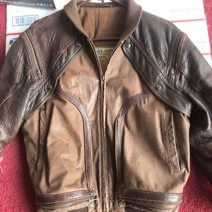 Vintage MIRAGE Flight Bomber Brown Genuine Leather Jacket Mens Size 38